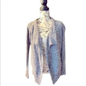 Lou & gray black  white tight knit long sleeve open cardigan sweater marled XS